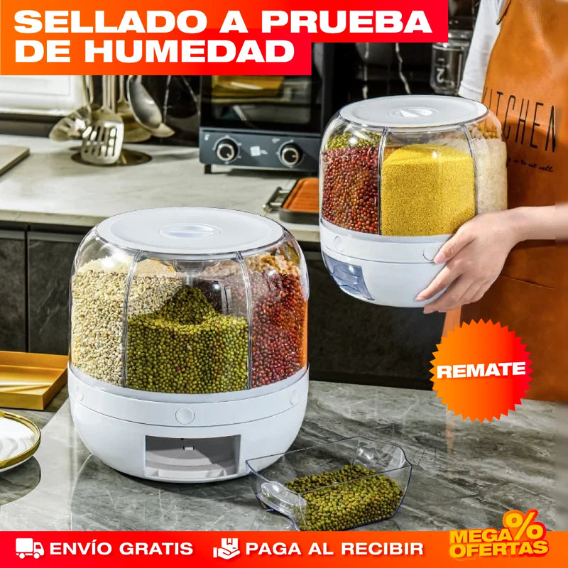 DISPENSADOR GIRATORIO DE ARROZ Y GRANOS 360º